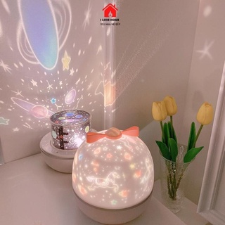 Đèn ngủ chiếu sao xoay tự động 3D, đèn ngủ trang trí phòng