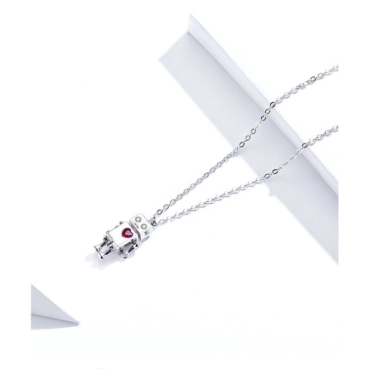 Vòng cổ Bamoer bạc Sterling 925 hình rô bốt trái tim thời trang dùng làm quà tặng cho nữ SCN388