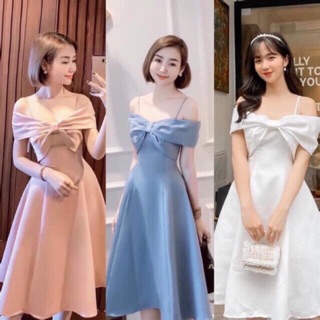 Đầm đi tiệc - Đầm bẹt vai nơ🌻