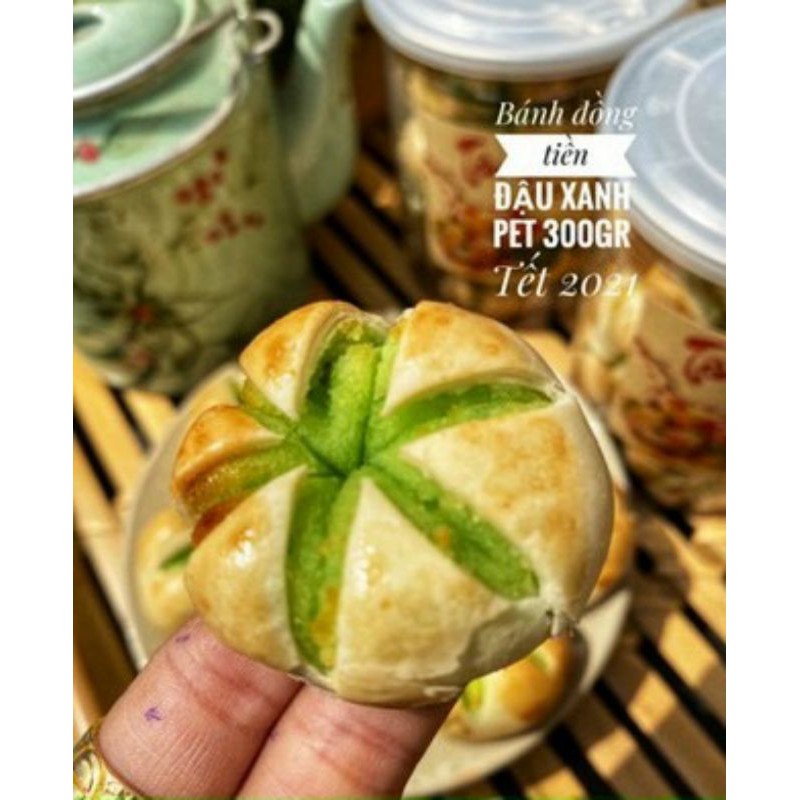 Bánh đậu xanh lá dứa đồng tiền 300g