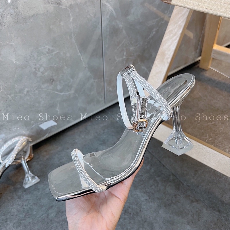 GÓT NHỌN QUAI NGANG ĐÁ NHỎ BẠC LẤP LÁNH CỰC SANG MIEO SHOES ( G699 )