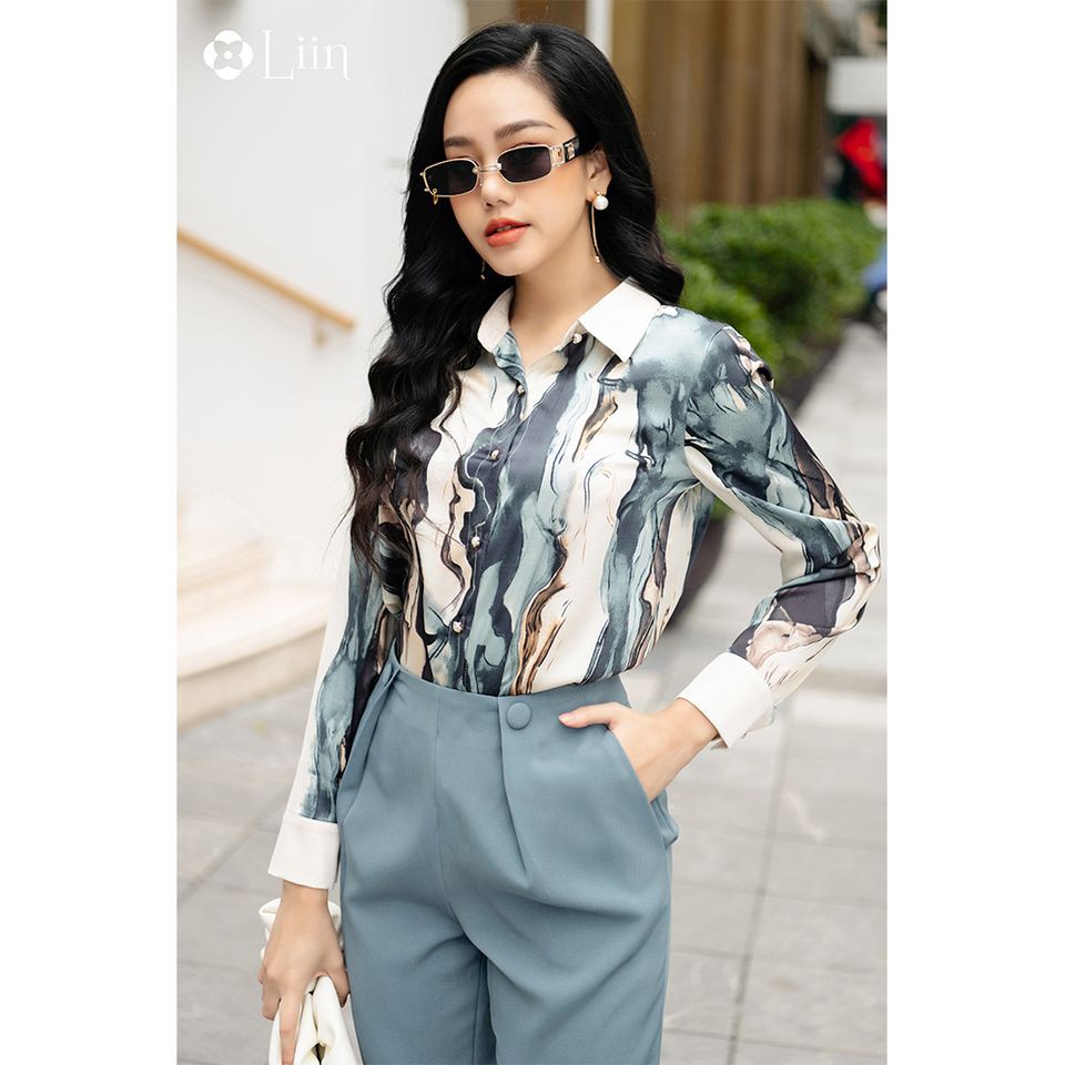 Áo sơ mi dài tay Linbi dáng công sở, chất liệu lụa cao cấp, thoáng mát liin clothing SM2990