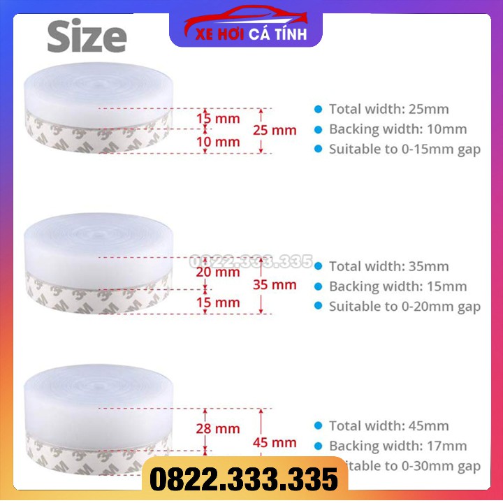 Combo 2 Mét Ron Chân Cửa Cao Su Cải Tiến Dán Chống Bụi Côn Trùng 25 35 45mm Legaxi