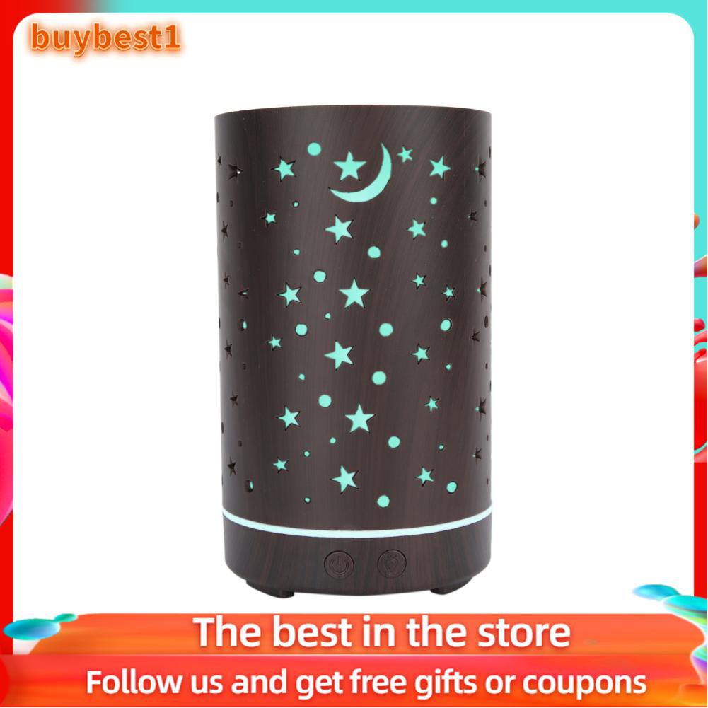 Buybest1 100ml Desktop Hollow Star Pattern Humidifier Aroma Air Diffuser 7 Color Light (110‑240V)