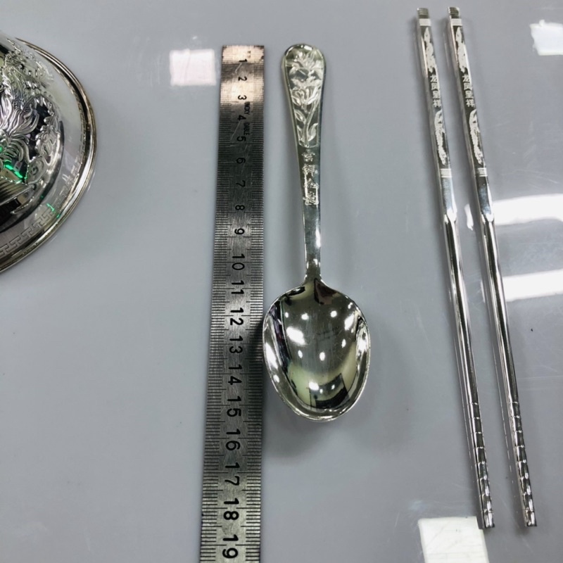 Bộ bát đũa thìa bạc thật 100%