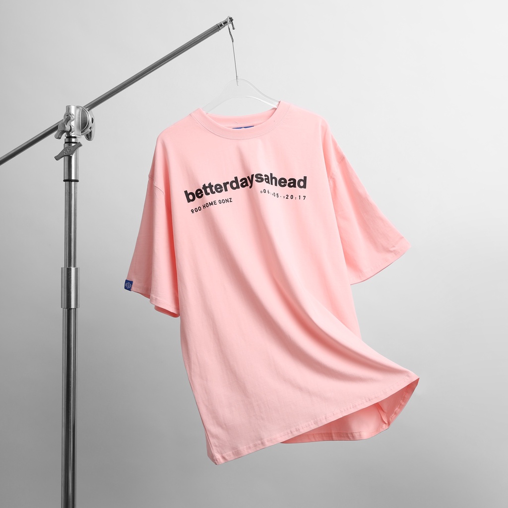 Áo thun form rộng tee betterdaysahead gonz - màu hồng/xanh