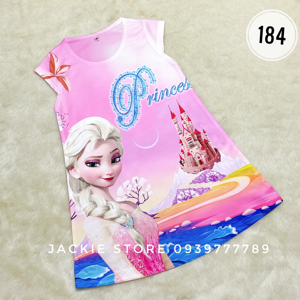 váy đầm elsa 3d thái màu hồng