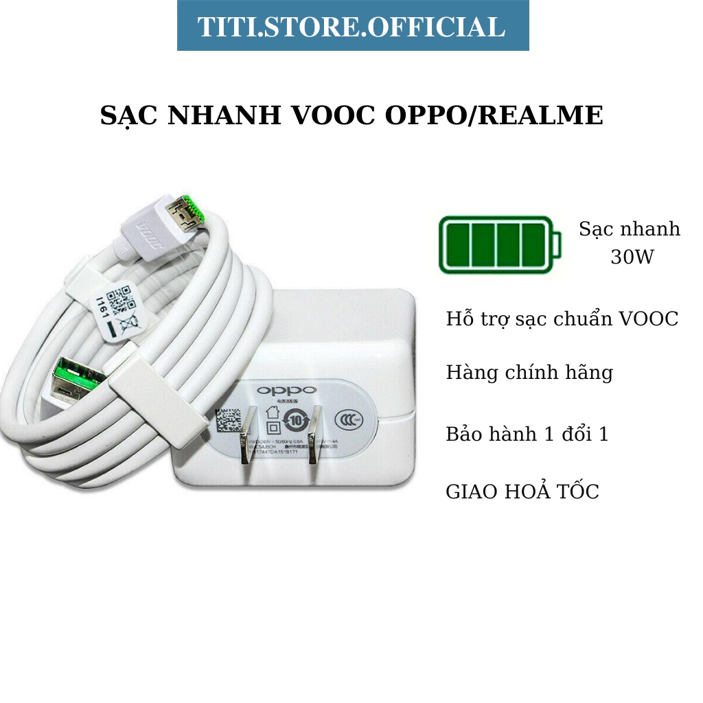 Bộ sạc nhanh OP-PO VOOC F3/F9/F11/RENO chính hãng 1 đổi 1 (Nhập mã TITI1112 giảm 15k cho đơn 120k)