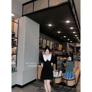 Váy tiểu thư cổ bèo trắng