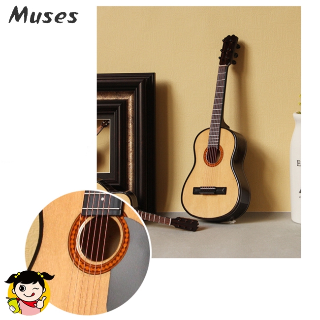 Đàn guitar mini bằng gỗ có giá đỡ phong cách cổ điển