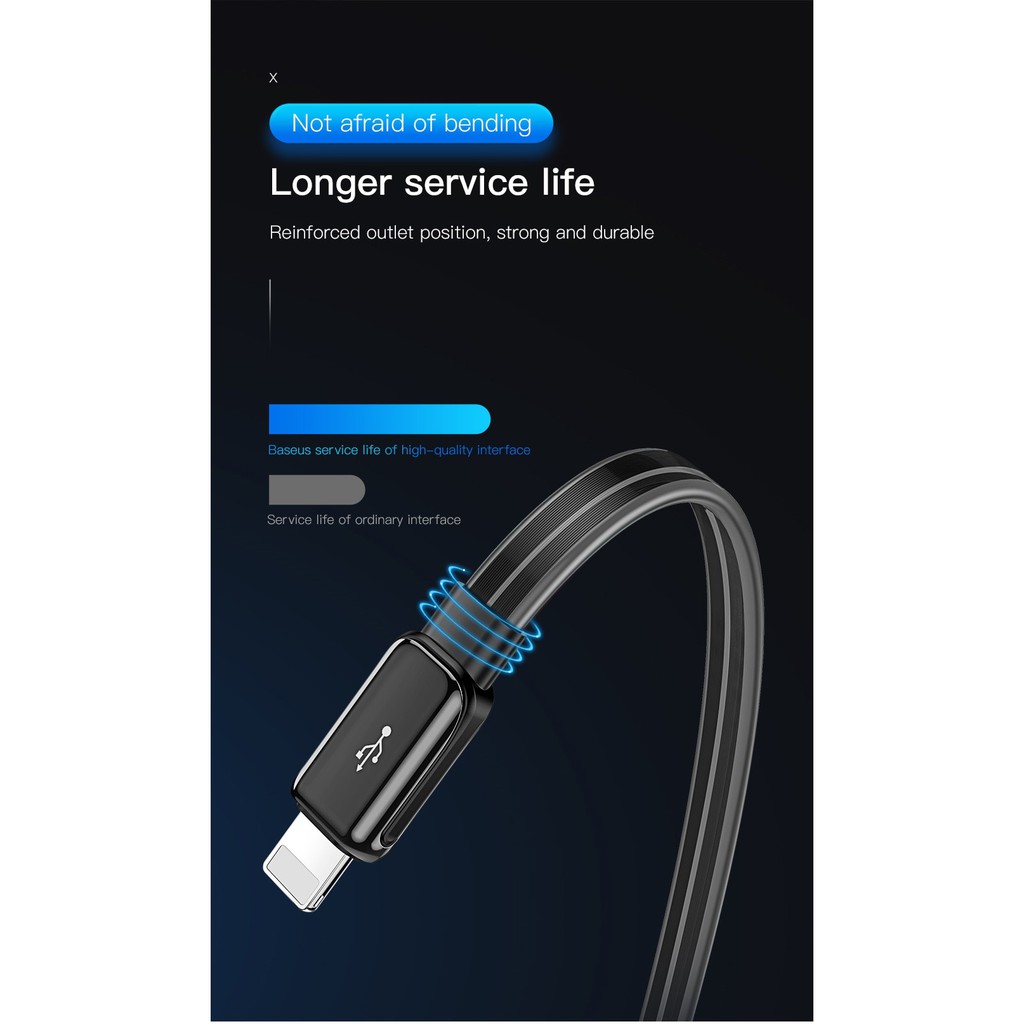 Cáp sạc có đèn Led phát sáng cực đẹp Baseus chuẩn dành cho các đời iphone có thể truyền data chuẩn