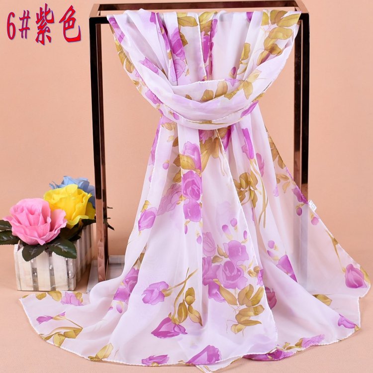 Khăn Choàng Vải Lụa Chiffon Dáng Dài Chống Nắng Đi Biển Đa Năng In Họa Tiết Tươi Mới Phong Cách Hàn Quốc Cho Nữ