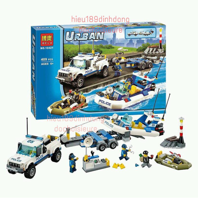 Lắp ráp xếp hình Lego City 60045 Bela 10421 Police Patrol: Tàu Tuần Dương Cảnh Sát