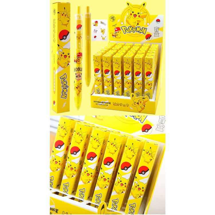 Bút Mực gel Dạng Nhấn Hình Pokemon Pikachu DIY Cho Trẻ Em
