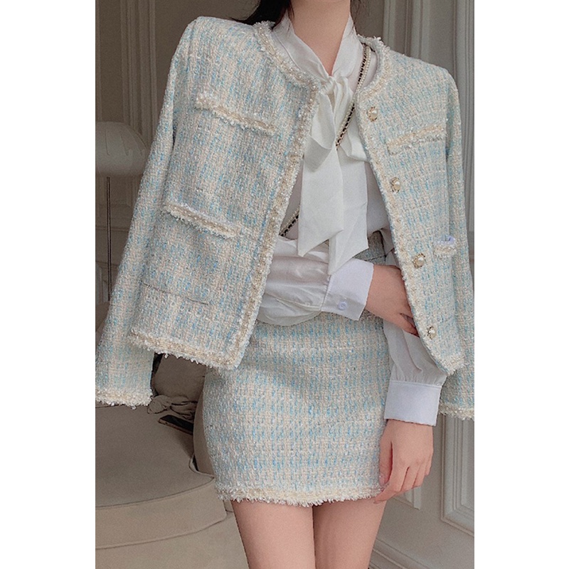 Set dạ tweed siêu xinh phong cách tiểu thư hàng Quảng Châu cao cấp _ Hàng ORDER có ẢNH THẬT | BigBuy360 - bigbuy360.vn