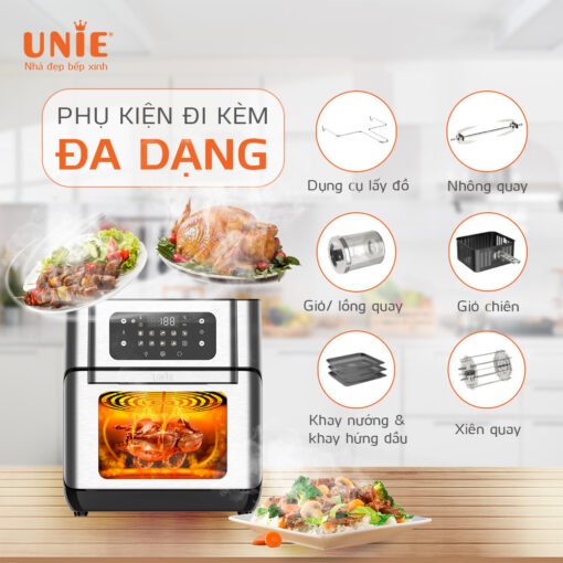 Nồi chiên không dầu UNIE UE-1000 dung tích 12 Lít - cửa tháo rời - dễ dàng vệ sinh