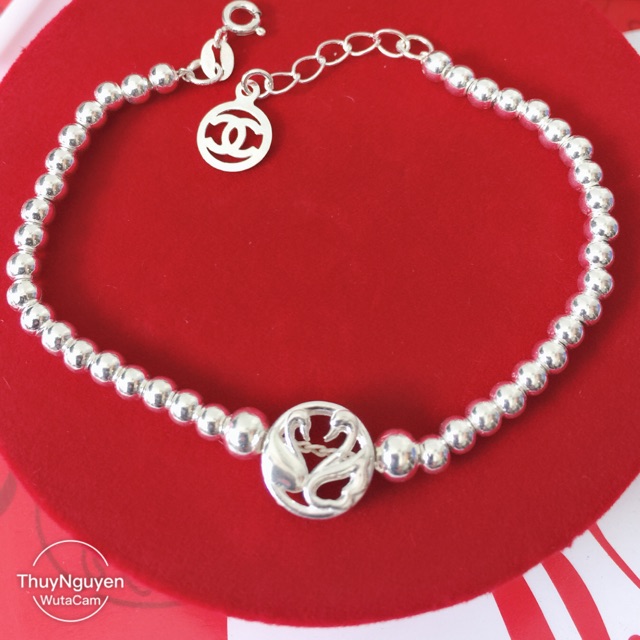 Lắc tay bi đôi thiên Nga bạc ta đẹp