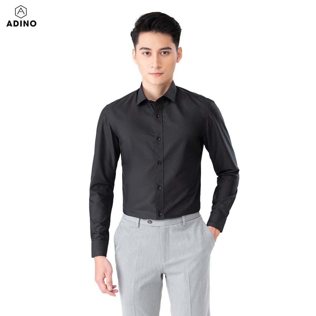 Áo sơ mi nam dài tay ADINO vải nến lụa sợi sồi mềm mịn dáng slimfit công sở hơi ôm trẻ trung SM0106