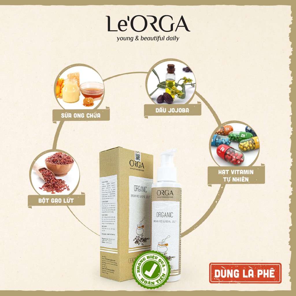 Tẩy Tế Bào Chết Da Mặt Le'Orga Gạo Lứt - Gel face scrub Hạt Tẩy Kì Ngừa Mụn, Trẻ Hóa Da, Trắng Da 120ml | BigBuy360 - bigbuy360.vn