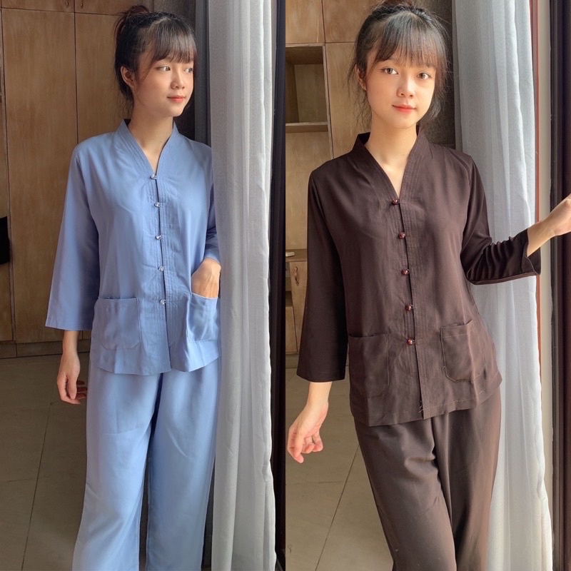 Đồ lam đi chùa 😀😀Bà Lai đi chùa Không Thêu 2 Túi