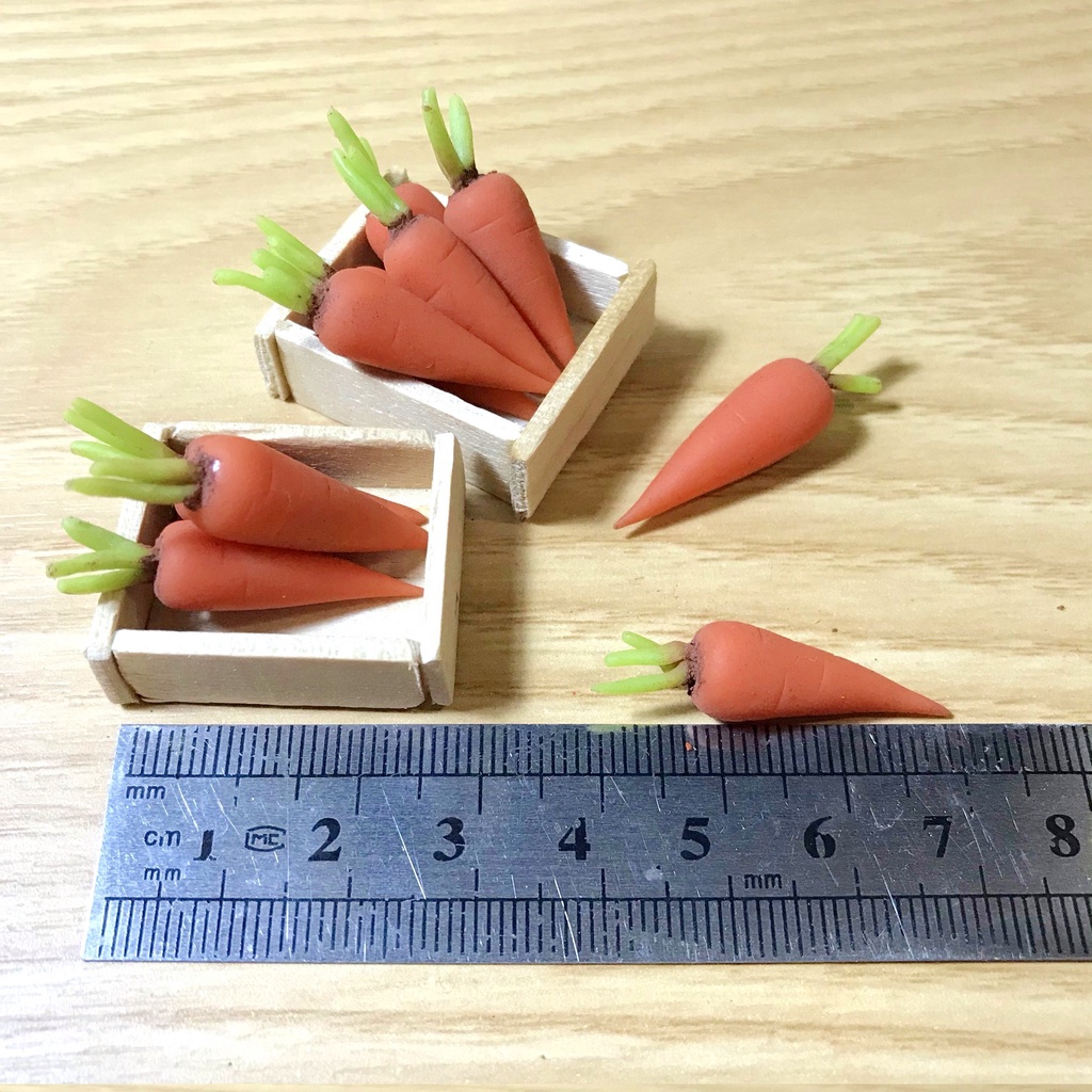 Mô hình củ cà rốt mini cho nhà búp bê từ đất sét tỉ lệ 1/6