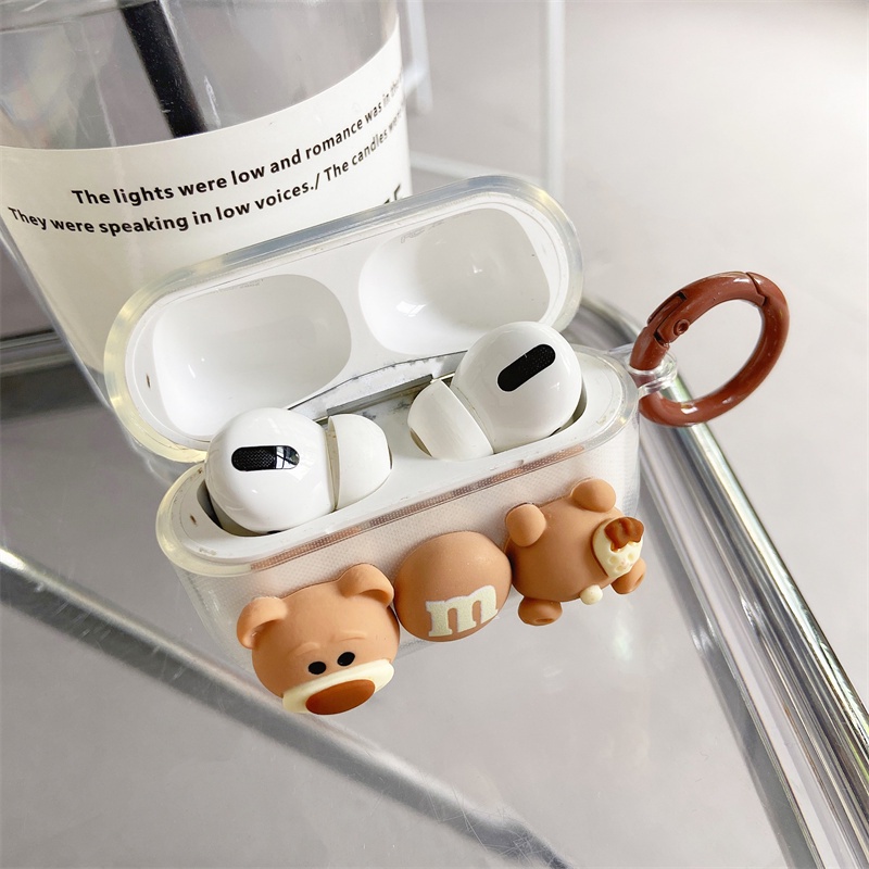 Vỏ bao đựng tại nghe airpod Gấu nâu bảo vệ bao đựng tai nghe không dây bluetooth 1/2/Pro/i12/i9/i7