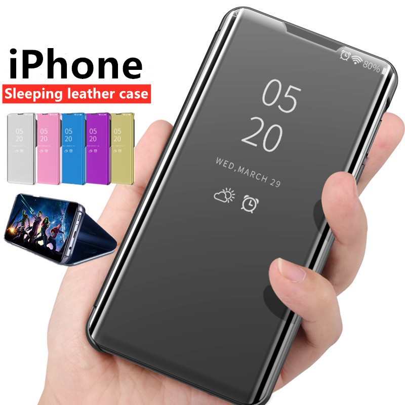 Ốp Điện Thoại Da Tráng Gương Sang Trọng Cho Iphone XS MAX XR X 8 7 6S 6 5S 5 Plus SE