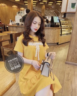 Đầm Đuôi Cá In Ngực Nơ Ren Bigsize (Có Ảnh Thật)