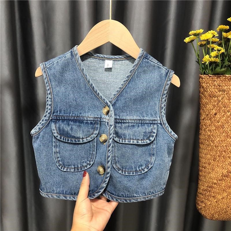Áo gile chất liệu jeans cao cấp, áo gile cho bé trai và bé gái_TE3