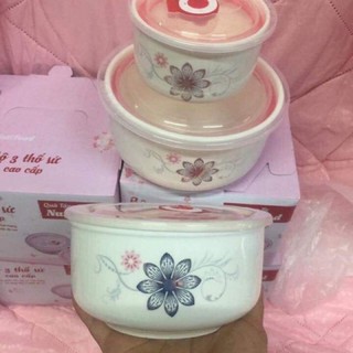 Bộ 3 thố sứ hút chân không Cao cấp