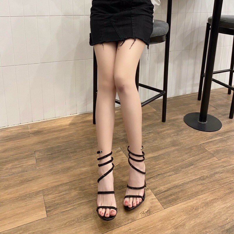 Sandal nữ quai đá xoắn lò xo quấn cổ chân mềm êm Fullbox Hãng cao cấp
