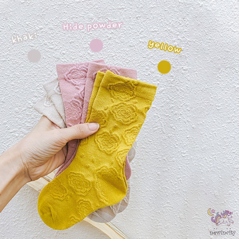 Set 3 đôi vớ lửng in hoa kiểu Hàn Quốc xinh xắn cho bé gái