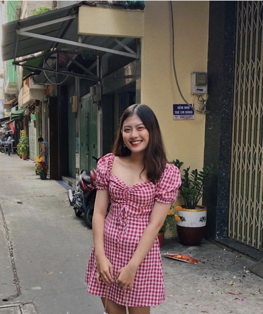 🌹 Đầm Caro nhún ngực của shebyshj🌹