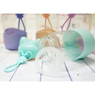 BÌNH NƯỚC THỦY TINH NẮP CON HEO 300ML