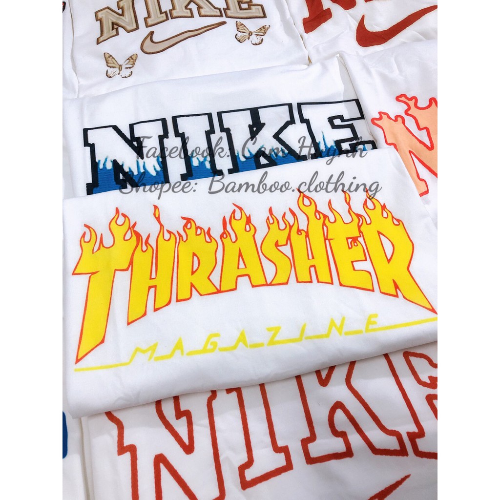 Mẫu Áo Phông Trắng Tay Lỡ In Logo Hiệu THRASHER Mùa Hè Ulzzang - Unisex Form Rộng | BigBuy360 - bigbuy360.vn