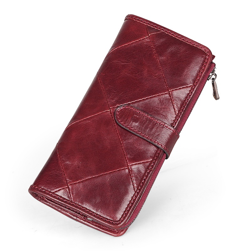 Ví Da Bò Dáng Dài Phong Cách Cổ Điển 18 Ngăn Tiện Dụng