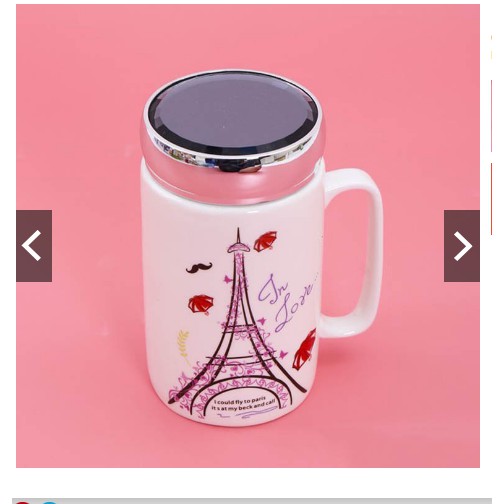 Cốc Sứ Giữ Nhiệt Có Nắp Soi Gương màu ngẫu nhiên