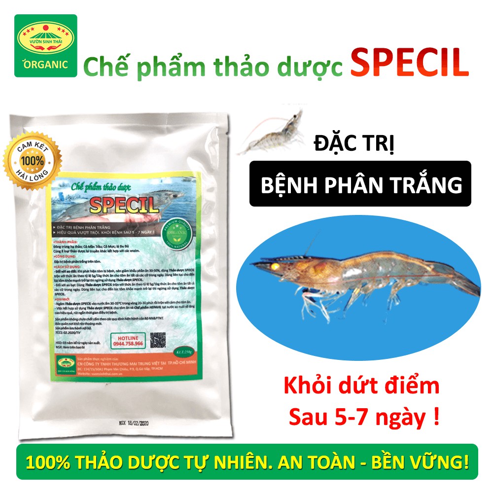 Chế phẩm thảo dược SPECIL đặc trị bệnh phân trắng trên Tôm