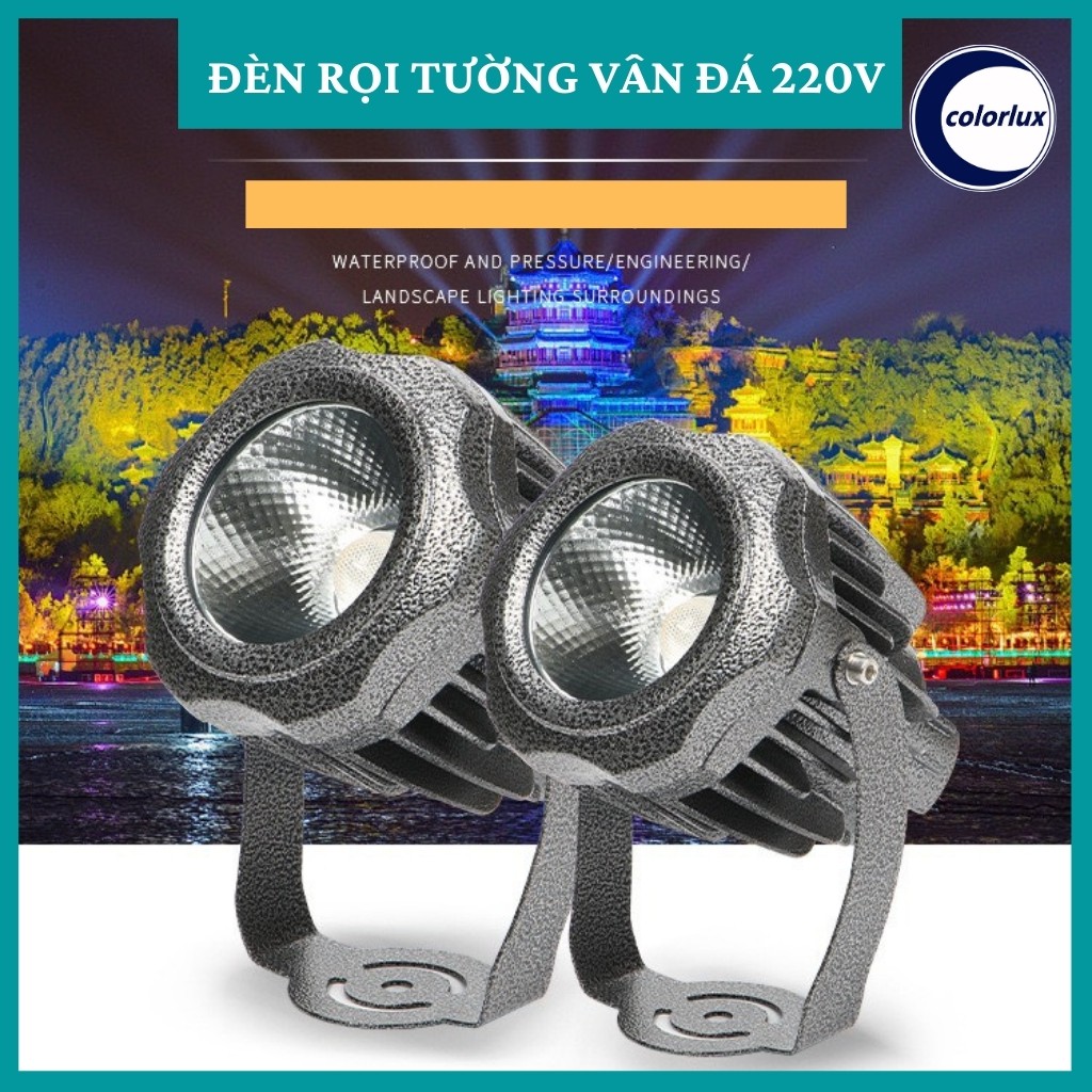 Đèn Rọi Tường Rọi Cột Ngoài Trời Nhôm Đúc Liền Khối 220V COLORLUX