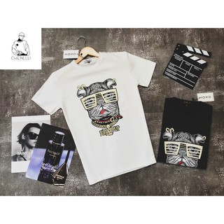 Áo thun cổ tròn ngắn tay in hình chó cực cool-CHENLLLI