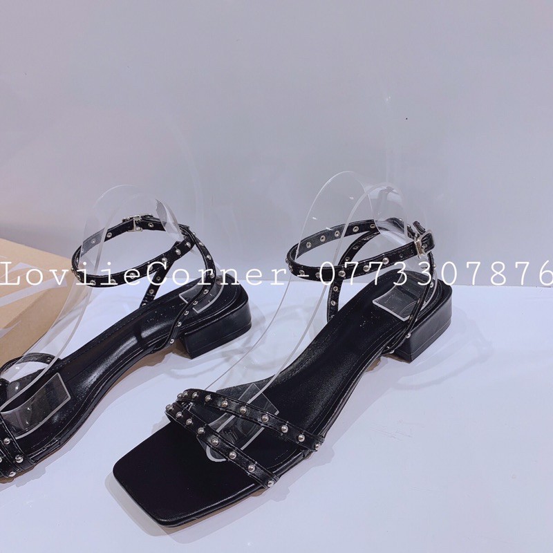 LOVIIECORNER- SANDAL QUAI MẢNH DÂY CHÉO - GIÀY SANDAL NỮ ĐẾ BỆT DÂY MẢNH QUAI CHÉO - SANDAL CAO GÓT ĐẾ VUÔNG S210324