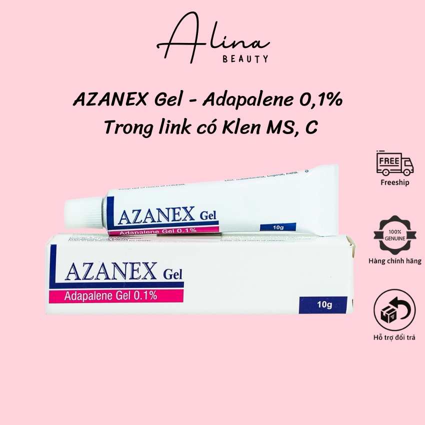 Gel giảm mụn ẩn, mụn đầu đen Azanex - Adapalene 10g[Chính Hãng]