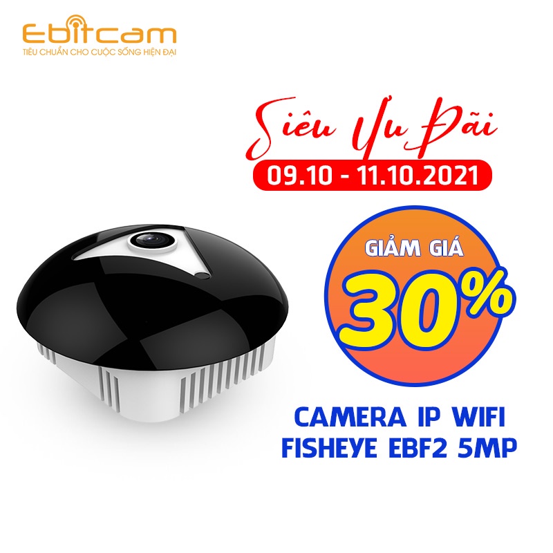 Camera Wifi Ebitcam EBF2 Full HD 5MP - Ống kính panoramic cho góc quan sát 360 độ, Đàm thoại 2 chiều, Báo động đột nhập