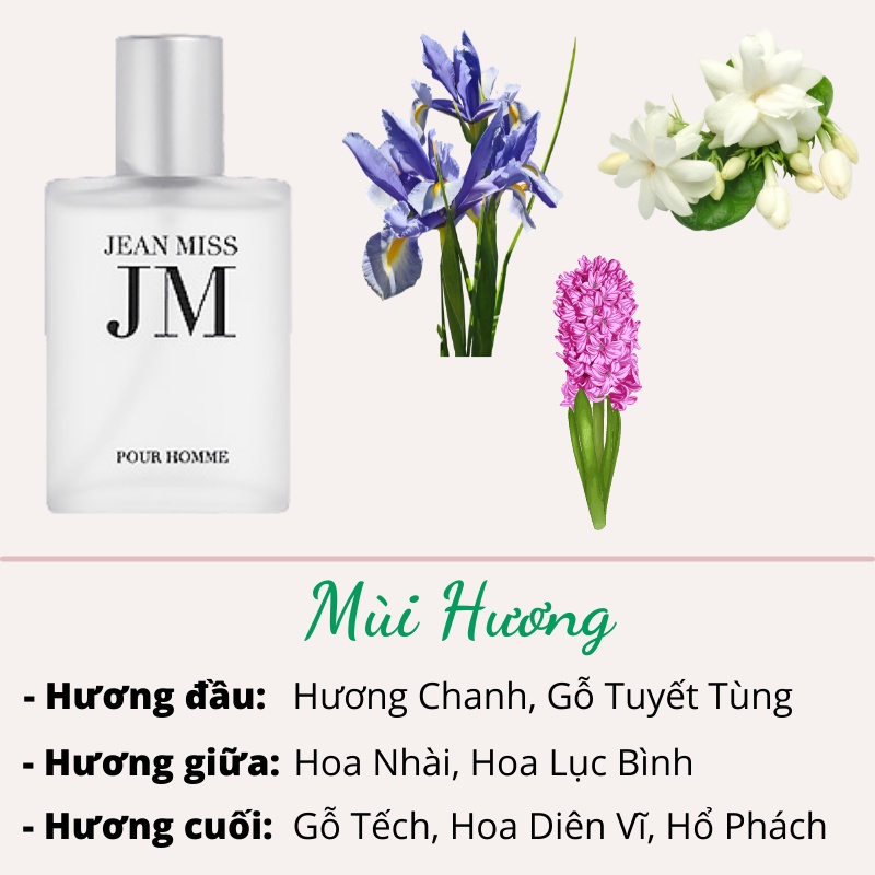 nước hoa nam mini - Nước hoa nam thơm lâu cao cấp bỏ túi chính hãng Jean Miss 30ml mạnh mẽ cuốn hút năng động đàn ông