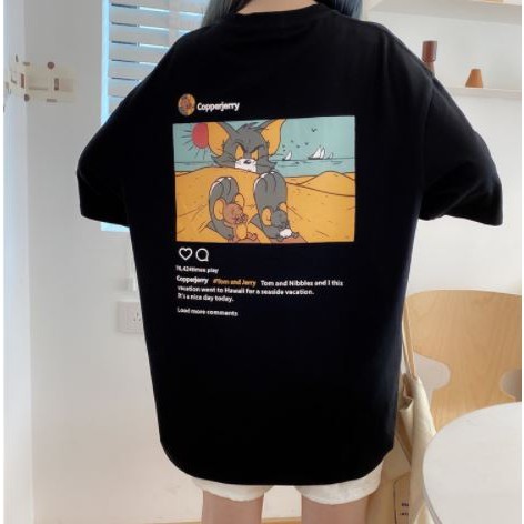 Áo thun tay lỡ Unisex, Áo phông form rộng TOM AND JERRY