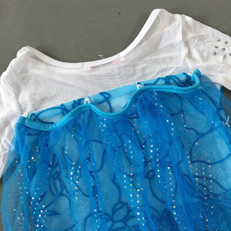 Váy công chúa Elsa tà dài màu xanh cho bé 3-10 tuổi