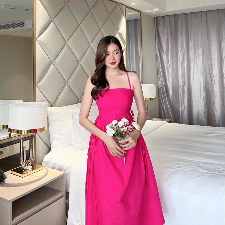 [Ảnh thật] Đầm babydoll 2 dây đan dây hở lưng