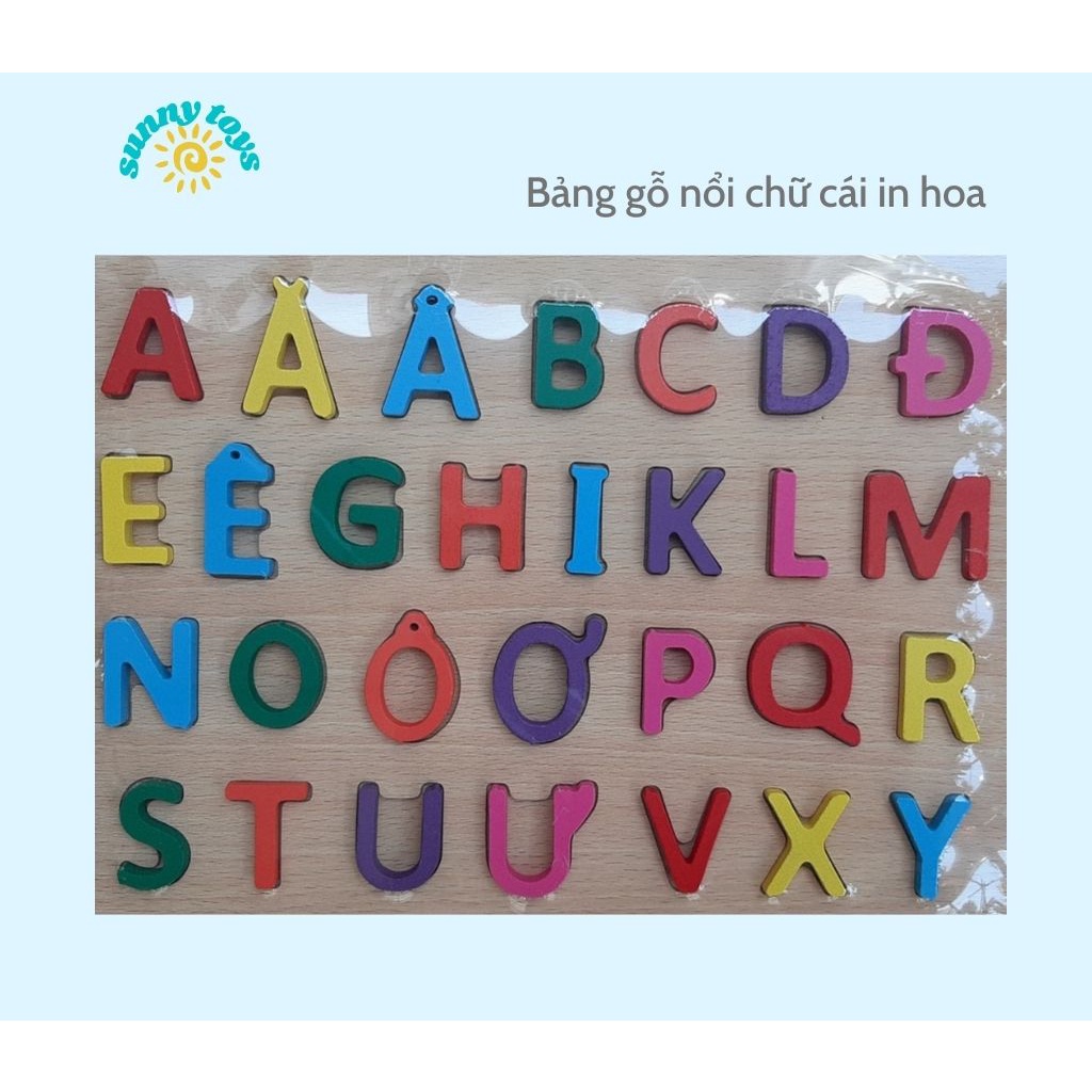 Bảng gỗ nổi chữ cái tiếng việt, bảng số giúp bé ghi nhớ dễ dàng, đồ chơi thông minh SUNNY TOYS