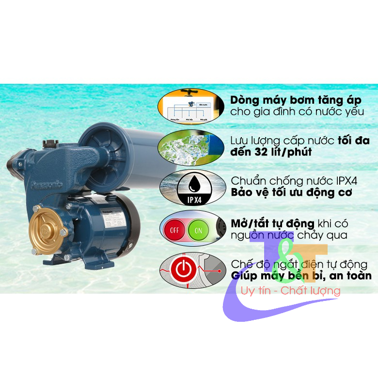 Máy bơm nước tăng áp 125W, 200w Panasonic