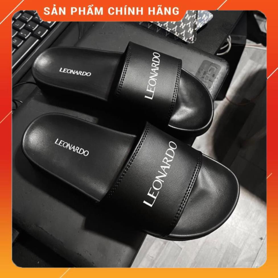 Dép sandal nam quai ngang Leo Black Slides thương hiệu Leonardo -Bh1